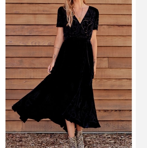 johnny was velvet wrap dress